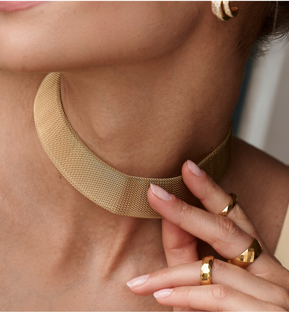 Naszyjnik choker złoty mesh NSY0601
