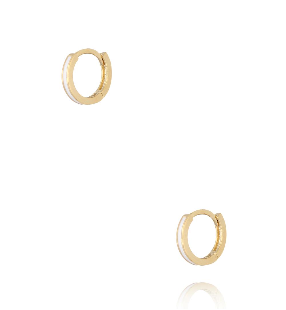 Zestaw złotych kolczyków kółek z emalią KLU0180