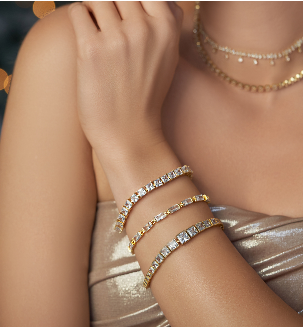 Bransoletka złota z kryształkami Gold Oblong BSS0125