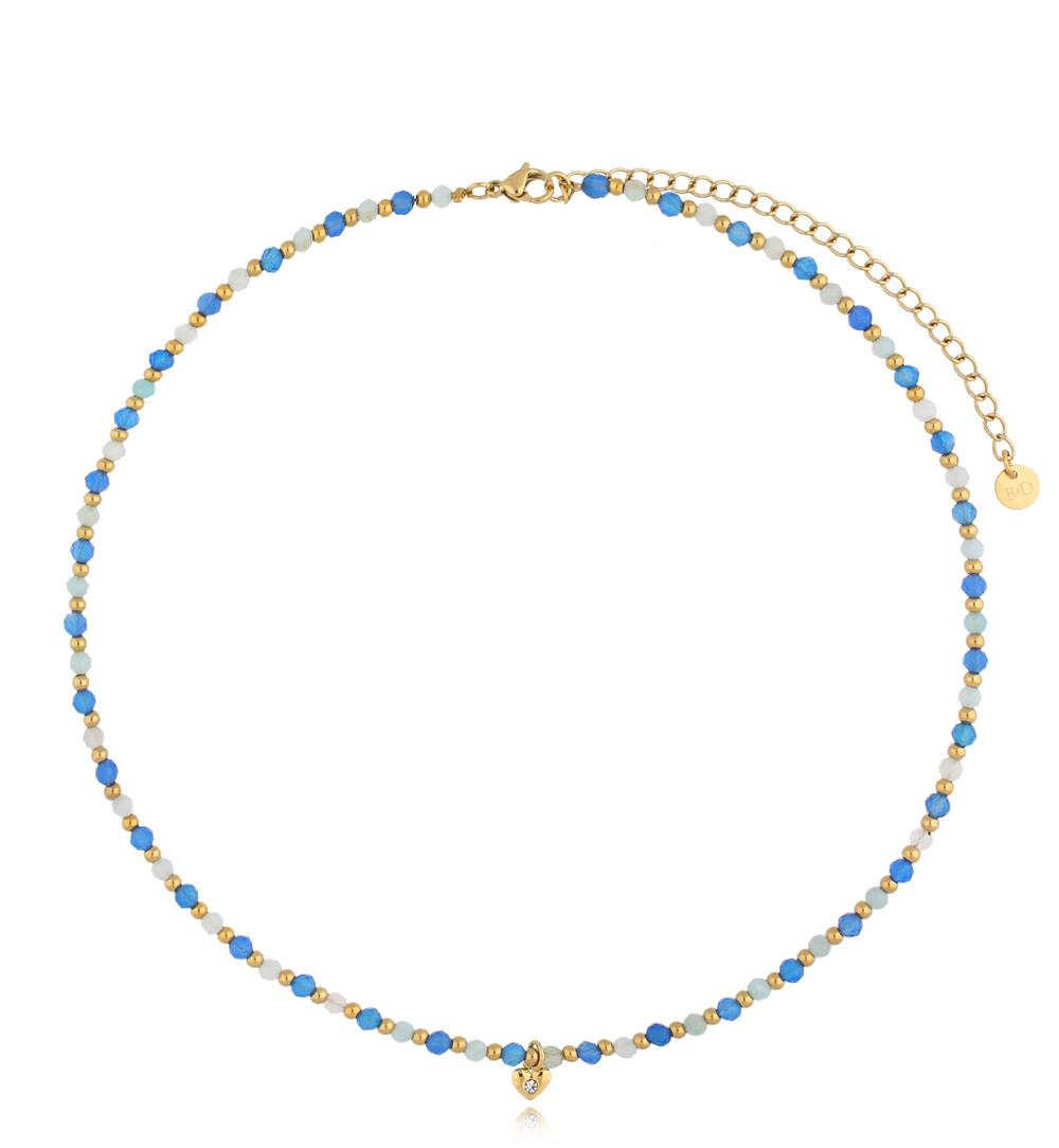 Naszyjnik z niebieskimi agatami Phosphor NSC0390
