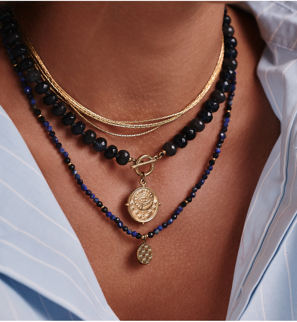 Naszyjnik z lapisami i zawieszką NTW1318