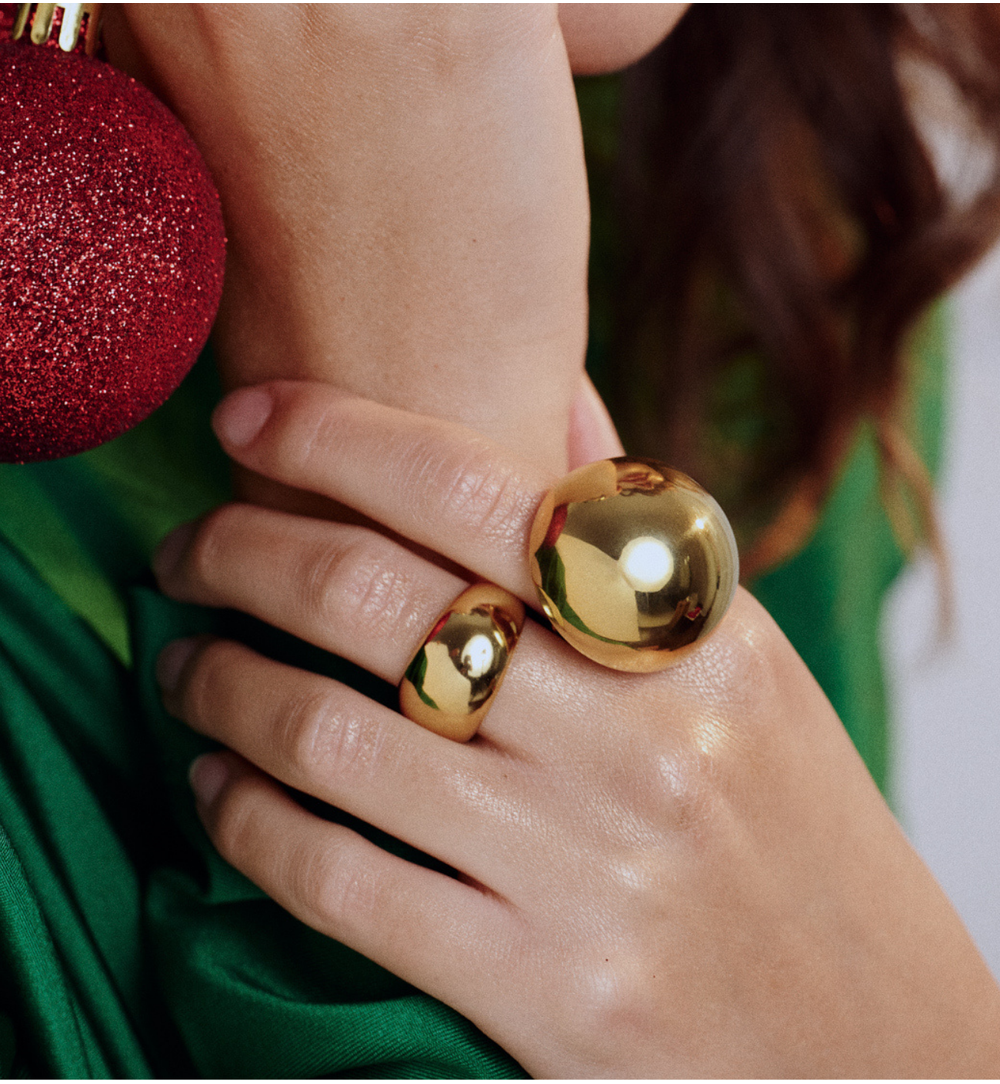 Pierścionek z półkulą złoty duży Geometric Harmony PSA0977