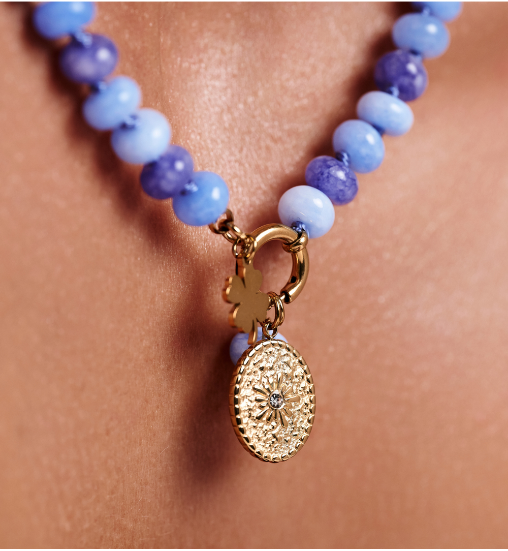 Naszyjnik niebieski z agatami NPA1353