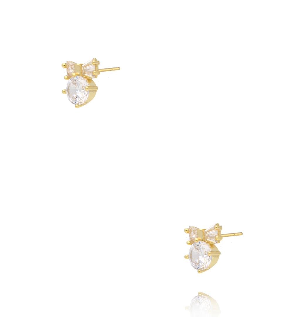 Kolczyki z kokardkami i cyrkoniami złote KSS2194