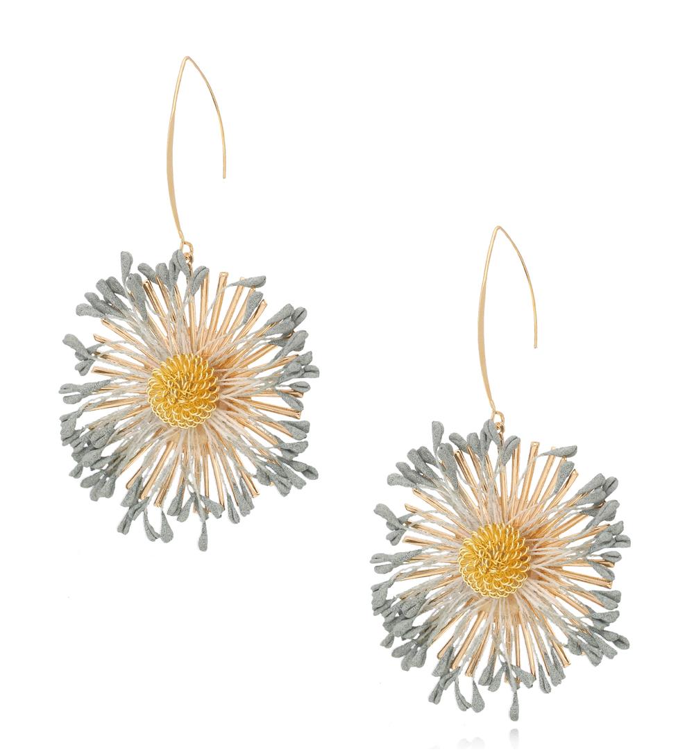 Kolczyki szare kwiaty Bunga KSO0041