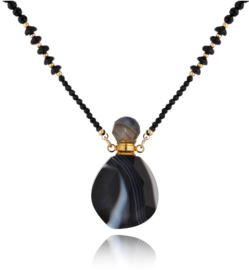 Naszyjnik perfumetka długa z agatami Black Perfumes NPA0176
