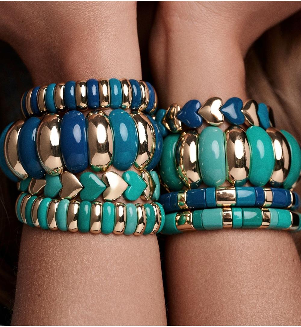 Bransoletka elastyczna w odcieniu królewskiego błękitu i złota BCR0073