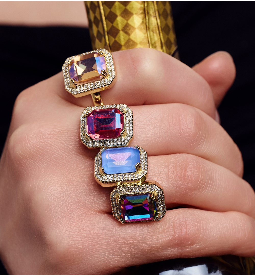 Pierścionek z błękitnym kryształkiem Majestic PSS0043