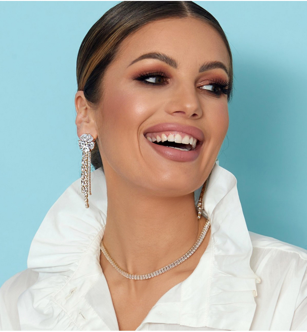 Naszyjnik tenisowy złoty z transparentnymi kryształkami Mariah 37 cm NS0274