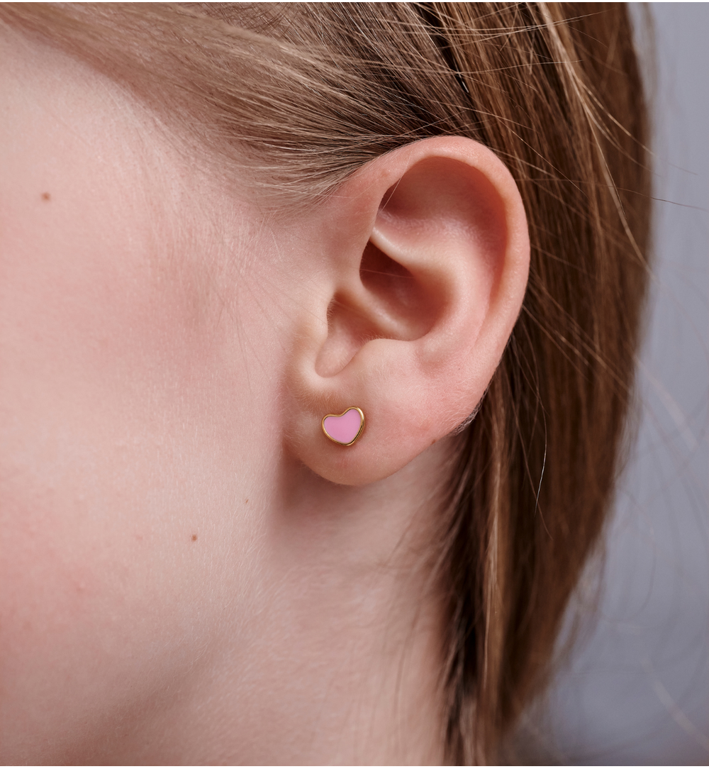 Kolczyki serduszka w odcieniu pudrowego różu KSY0477