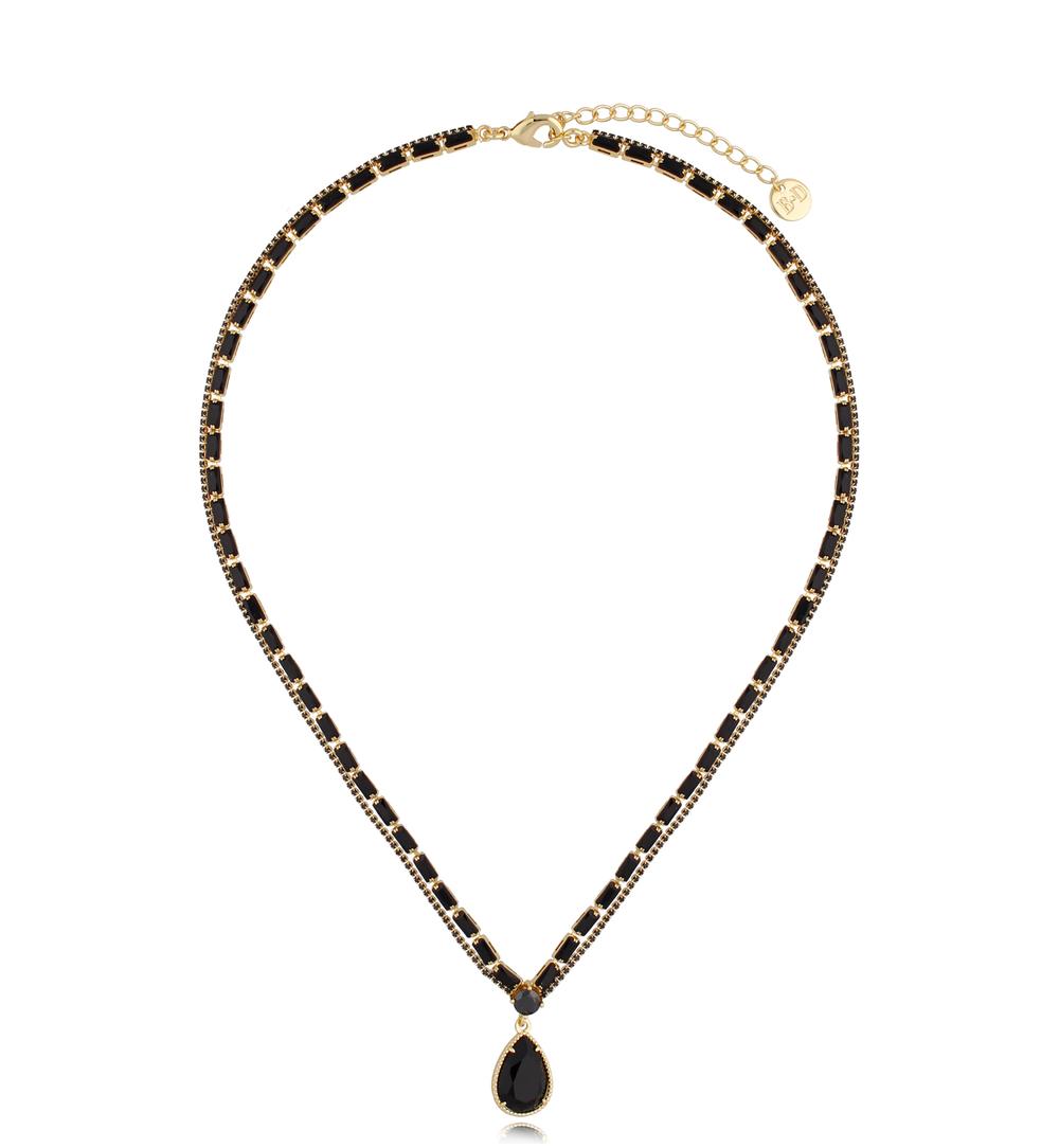 Naszyjnik z kryształkami czarny Adelide NS0079