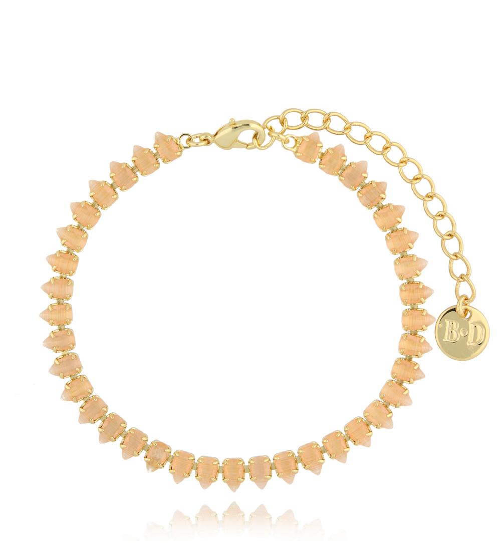 Bransoletka z opalizującymi brzoskwiniowymi kryształkami Mariah BSS0167