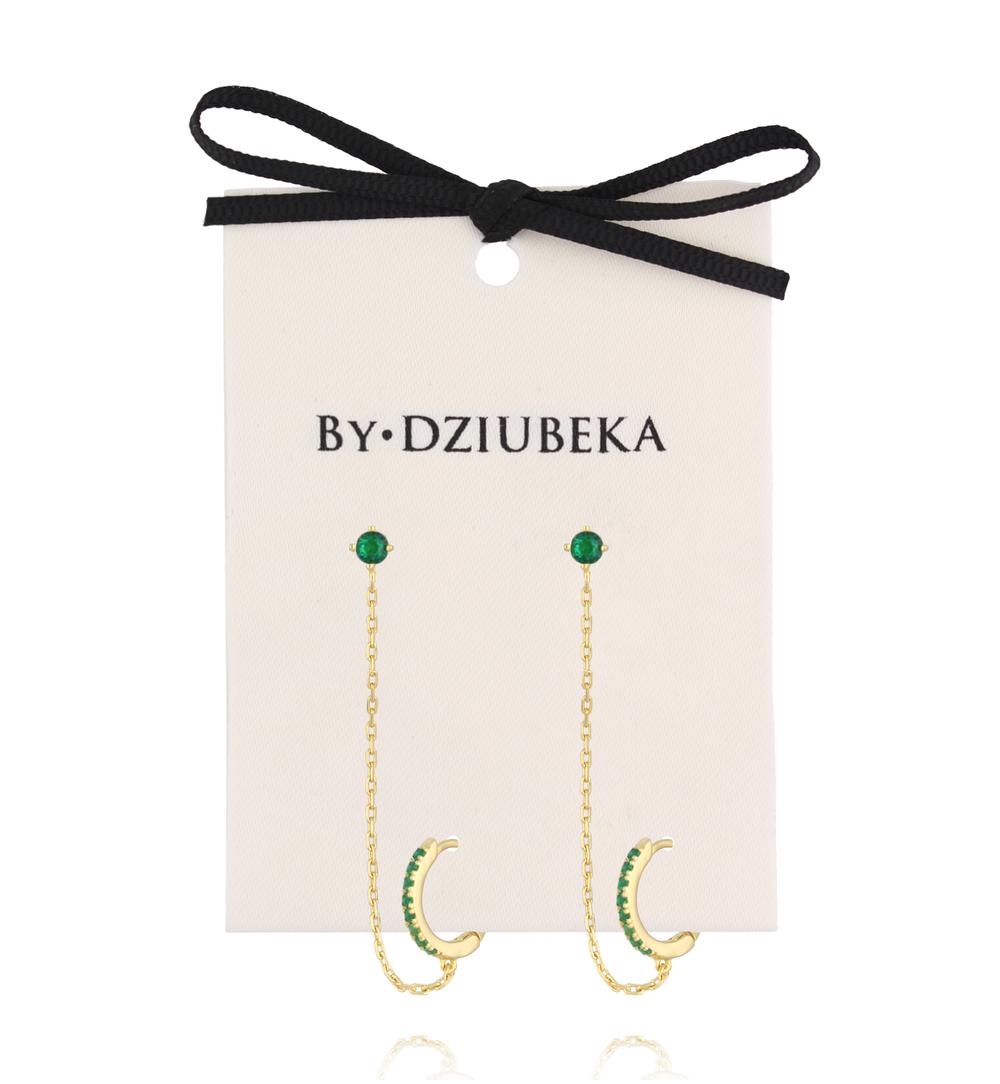 Kolczyki podwójne z łańcuszkiem i cyrkoniami KLT0033
