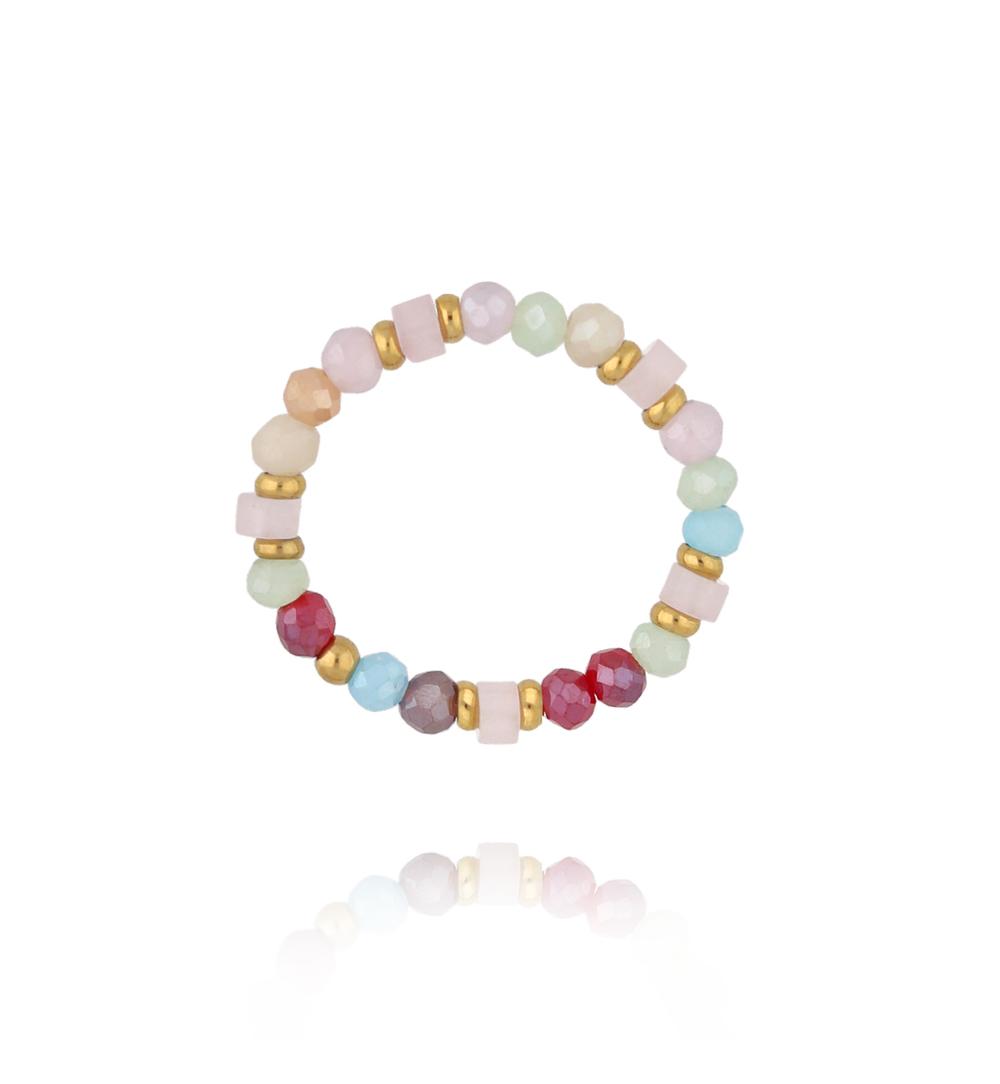 Pierścionek kolorowy z kryształkami PSC0779