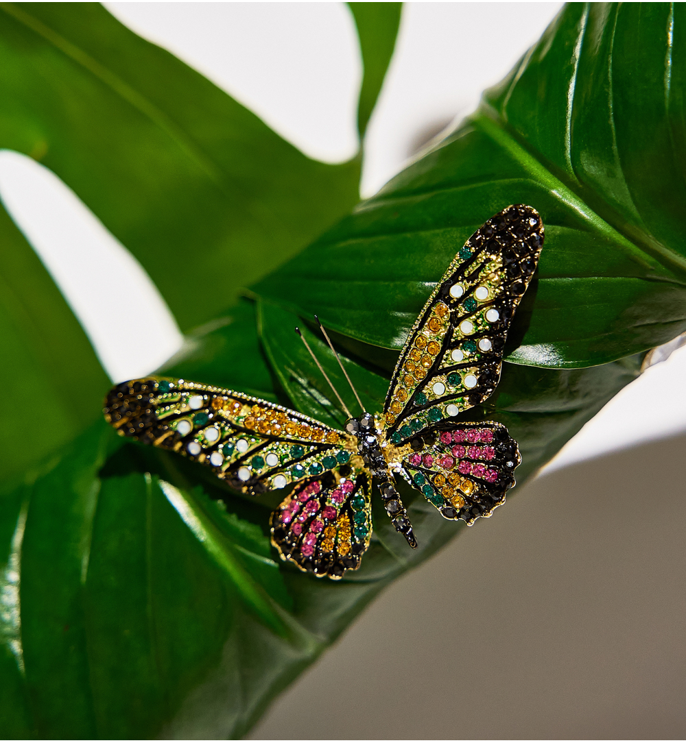 Broszka z kolorowym motylem Papillon II BRPI0016