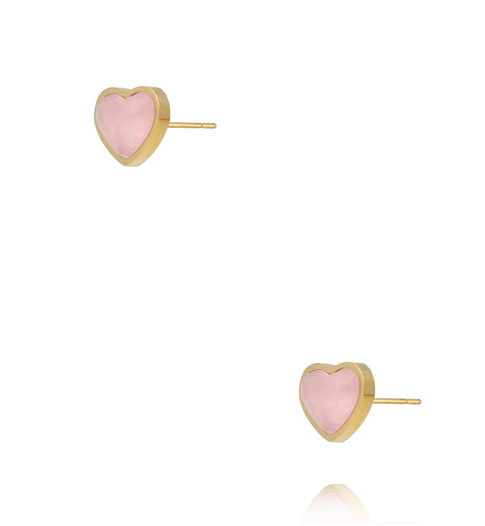 Kolczyki serca z kwarcem różowym KSA2578