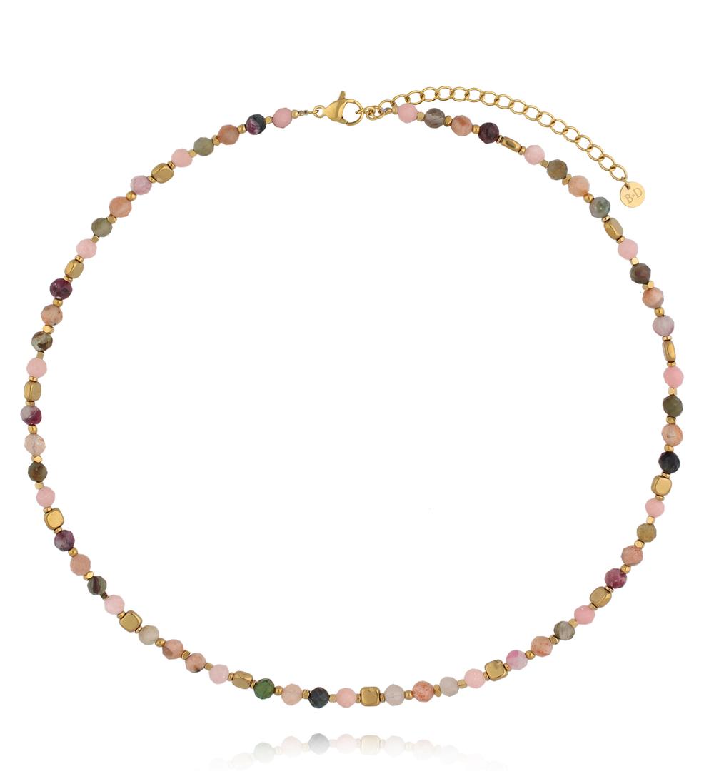 Zestaw biżuterii z kamieni naturalnych w odcieniach pudrowego różu ZN0191