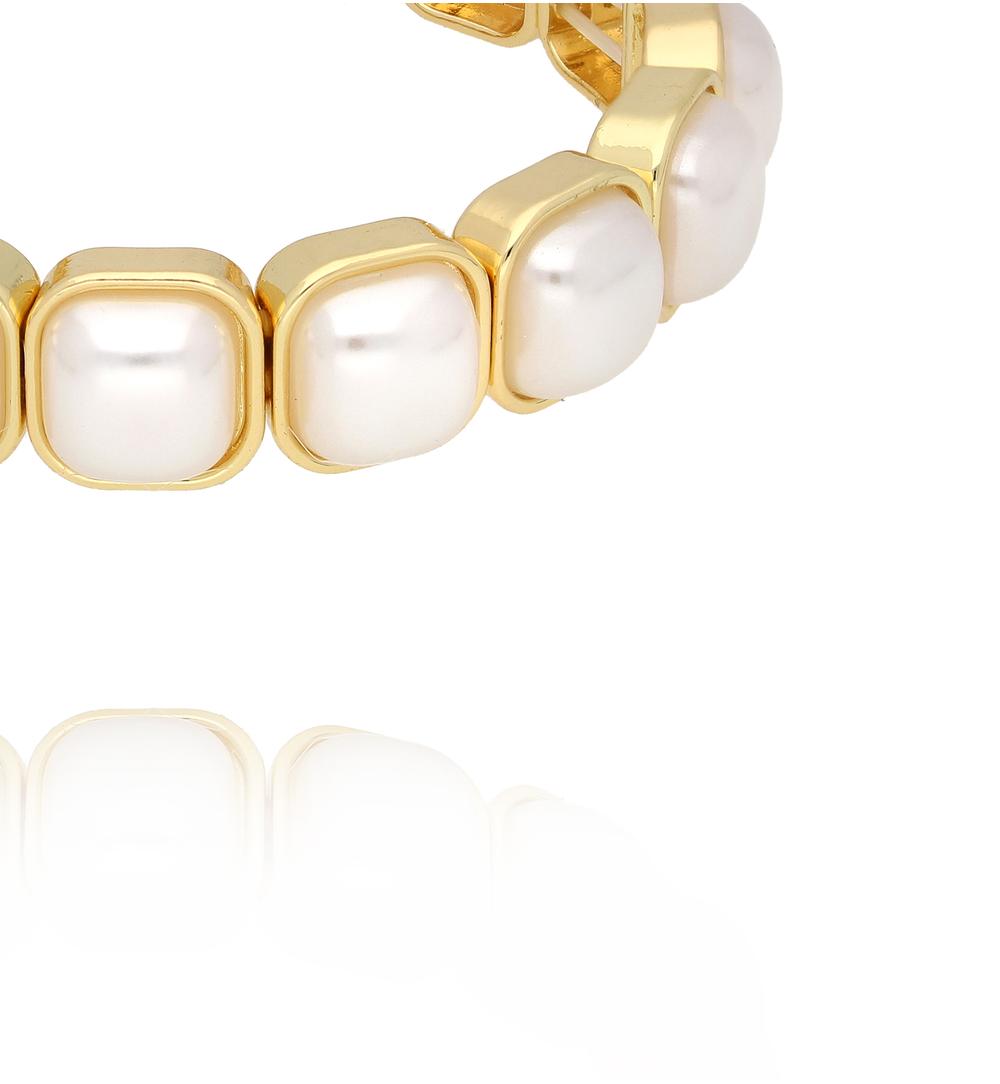Bransoletka z kwadratowymi perłami w złotych oprawach BCR0028