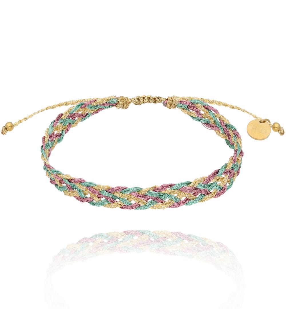 Bransoletka fioletowo zielona pleciona Braided BSC1940