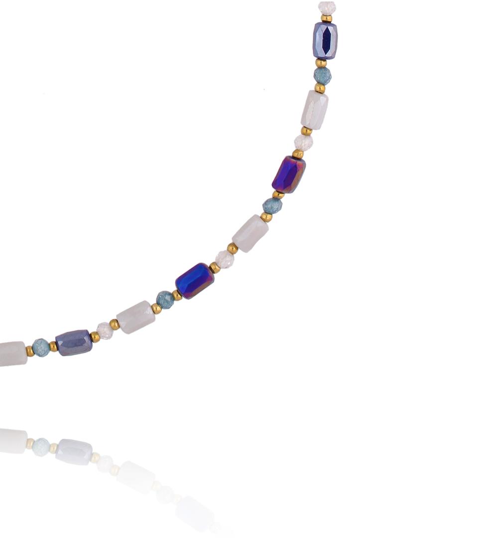 Naszyjnik w odcieniach błękitu, bieli i głębokiego granatu NTW1554