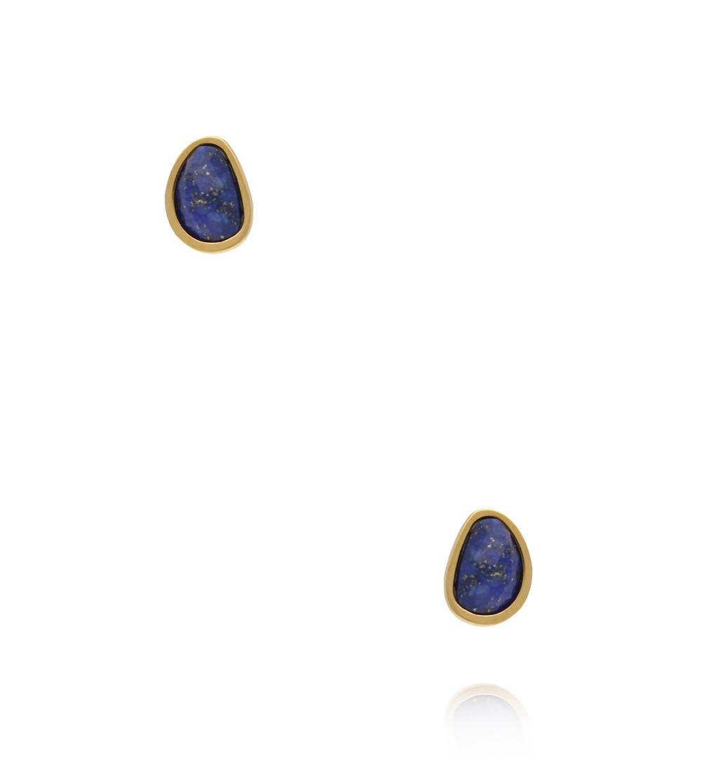 Kolczyki z nieregularnymi lapisami lazuli w złotej oprawie KEA0129