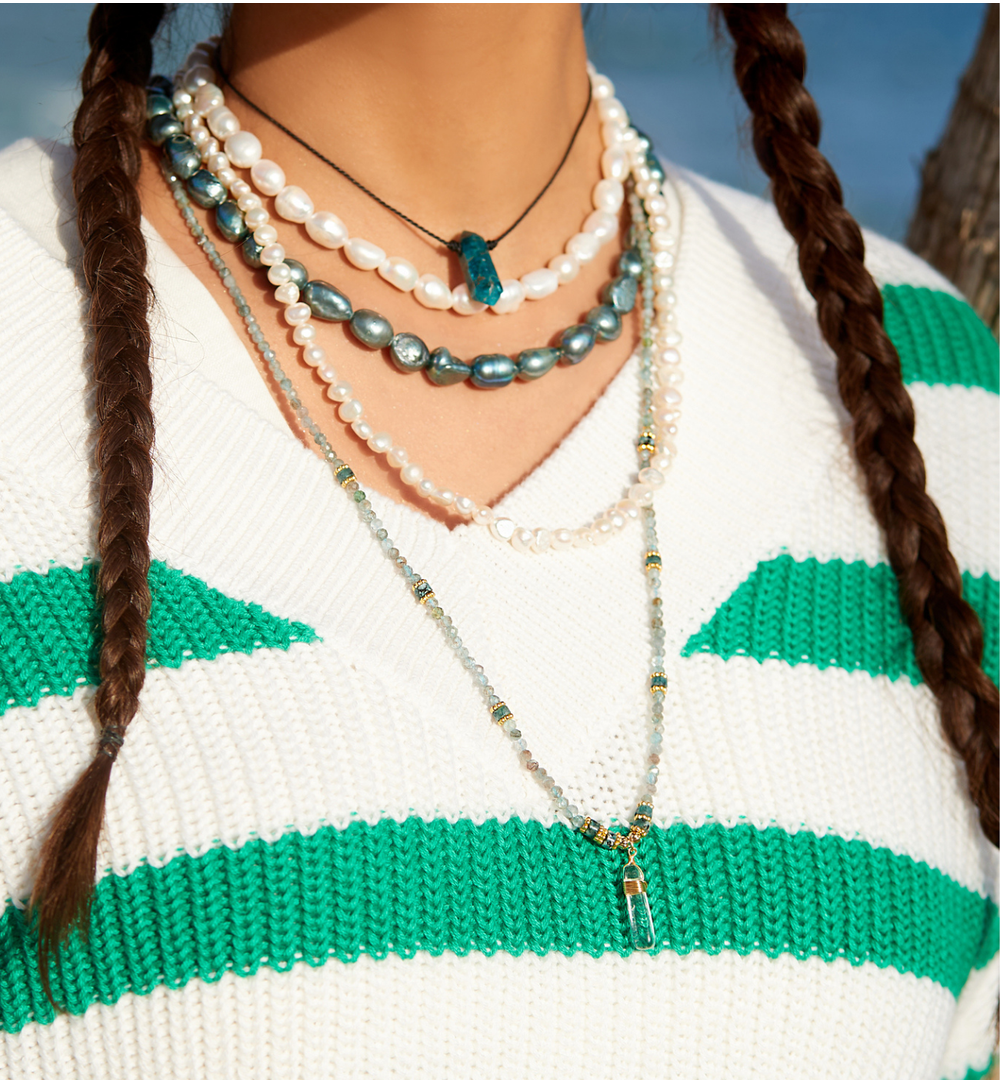 Naszyjnik klasyczny z pereł  36 cm NPE0055