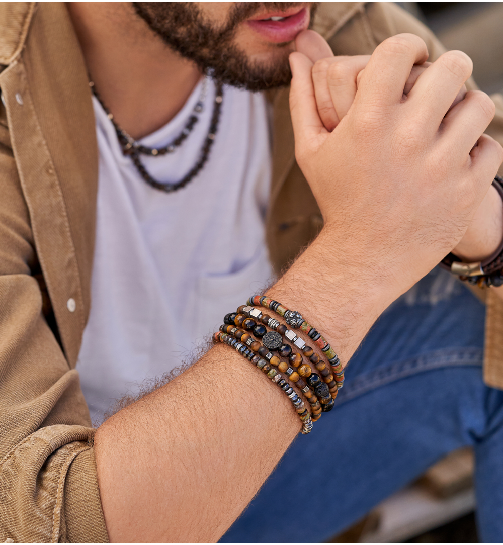 Bransoletka męska z matowym tygrysim okiem Bardi BMITC0569