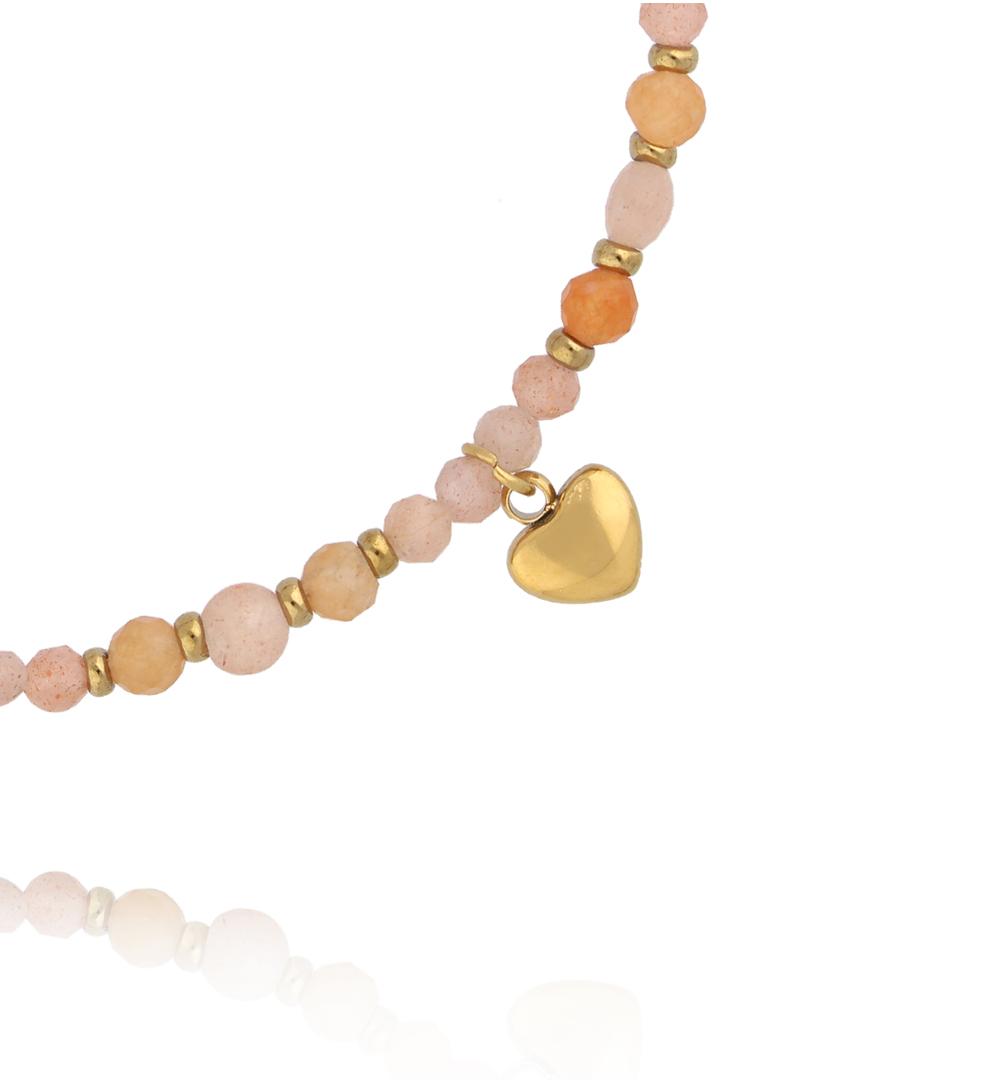 Bransoletka z kamieniami słonecznymi i sercem BTW3751