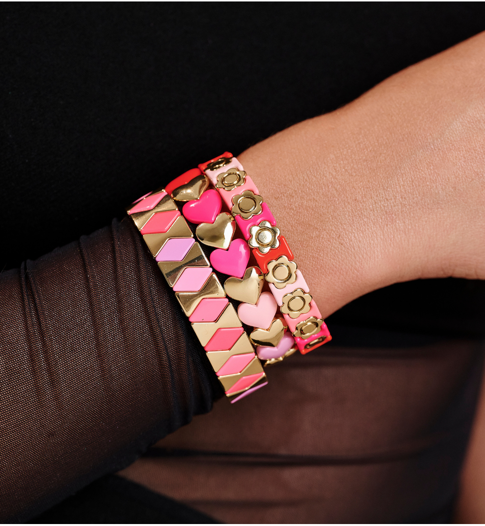 Zestaw bransoletek w różu i złocie ZN0090