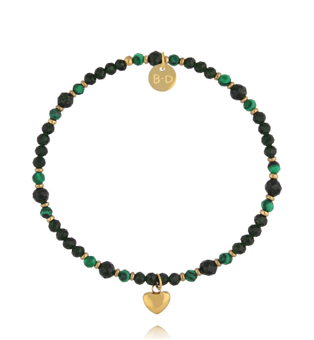 Bransoletka zielona z sercem BTW3746