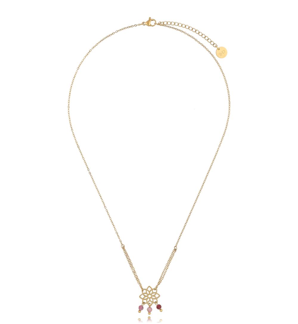 Naszyjnik z rozetką i różowymi turmalinami Sorcery NSY0152