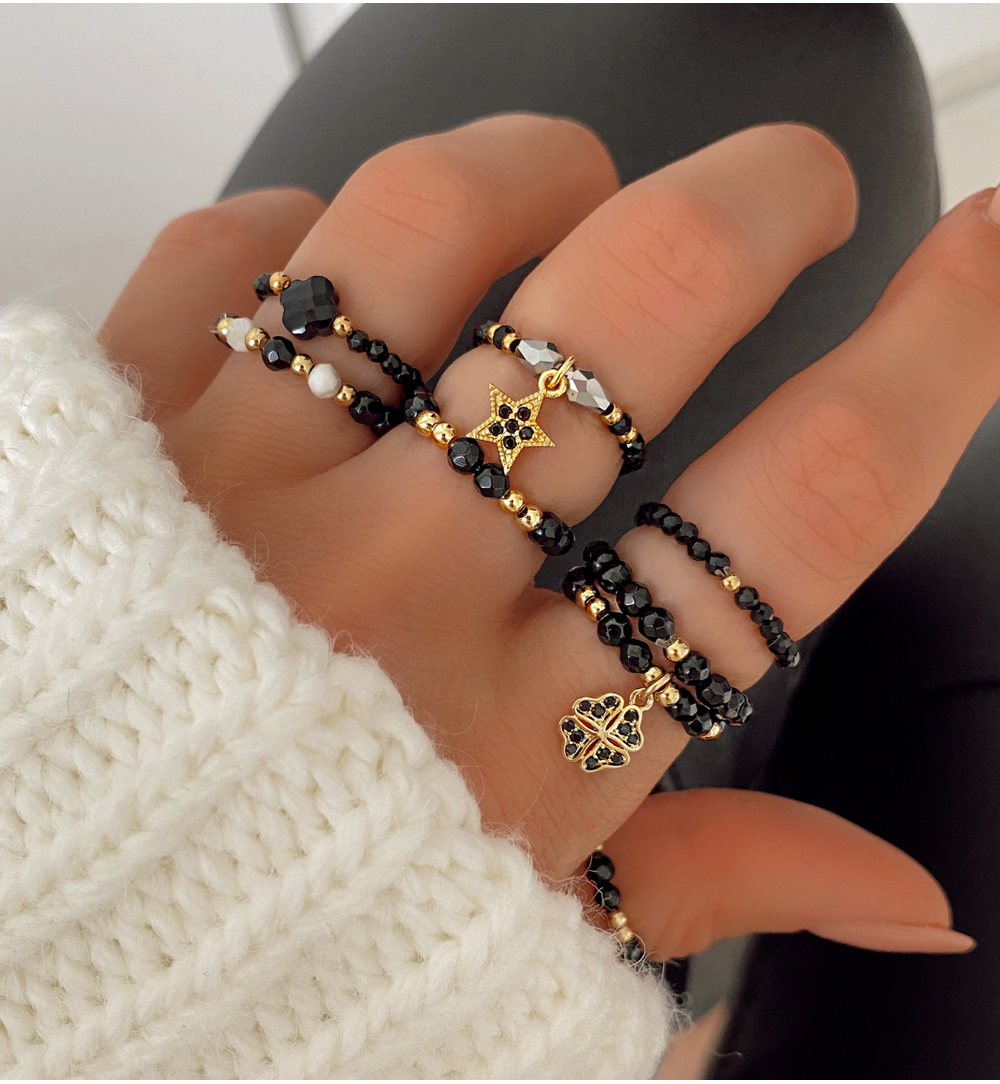 Pierścionek elastyczny z agatami PSC0135