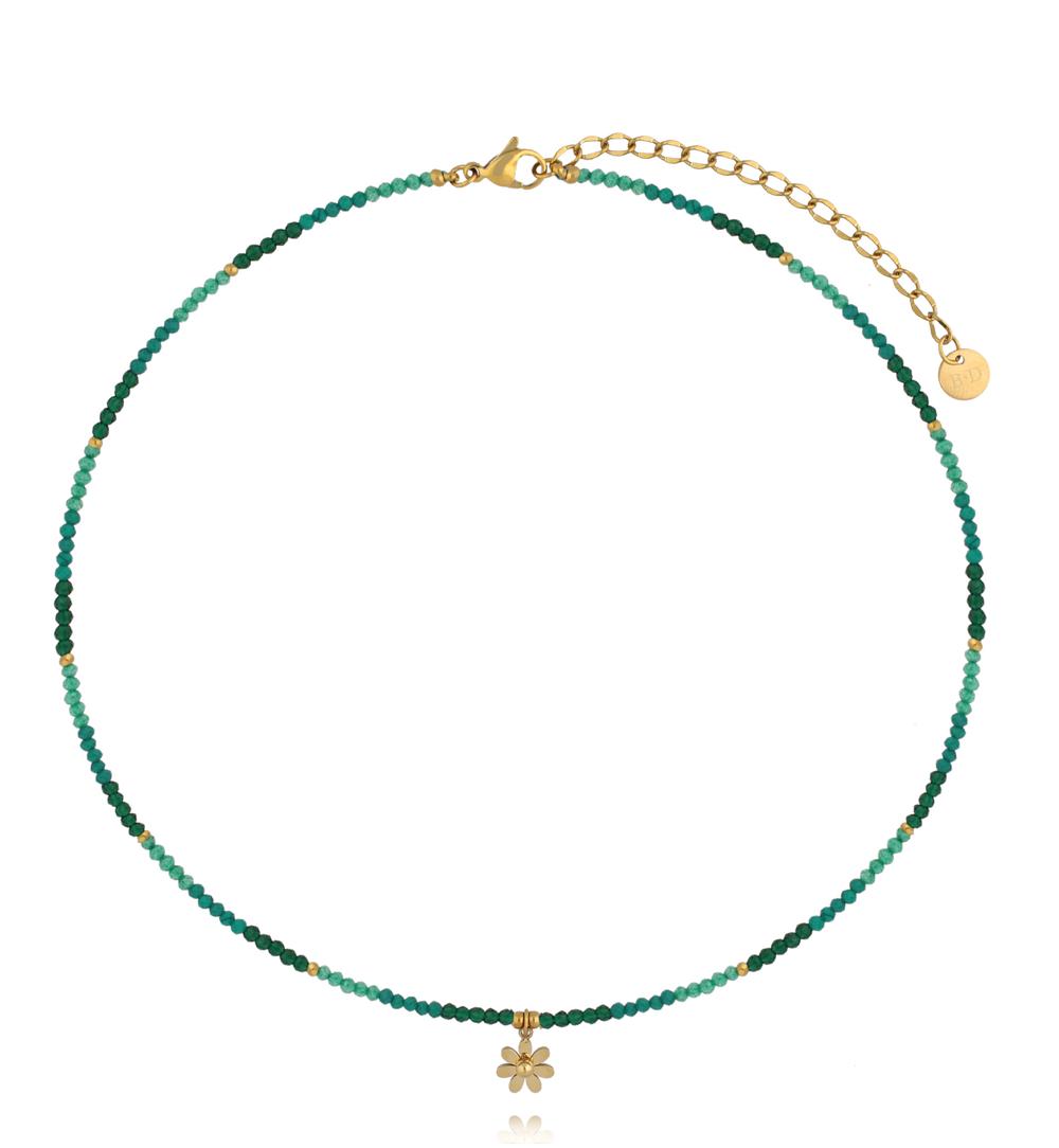 Naszyjnik zielony z zawieszką kwiatka NTW1634