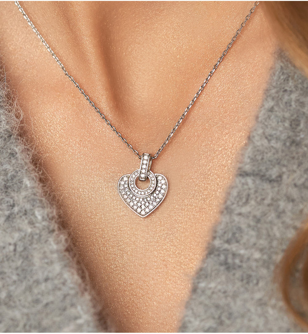 Naszyjnik srebrny z sercem Glam Charms NS0290