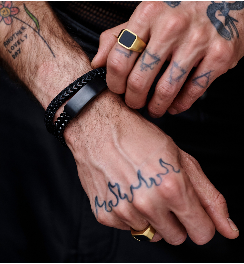 Bransoletka męska czarna Agapito BMITC0768