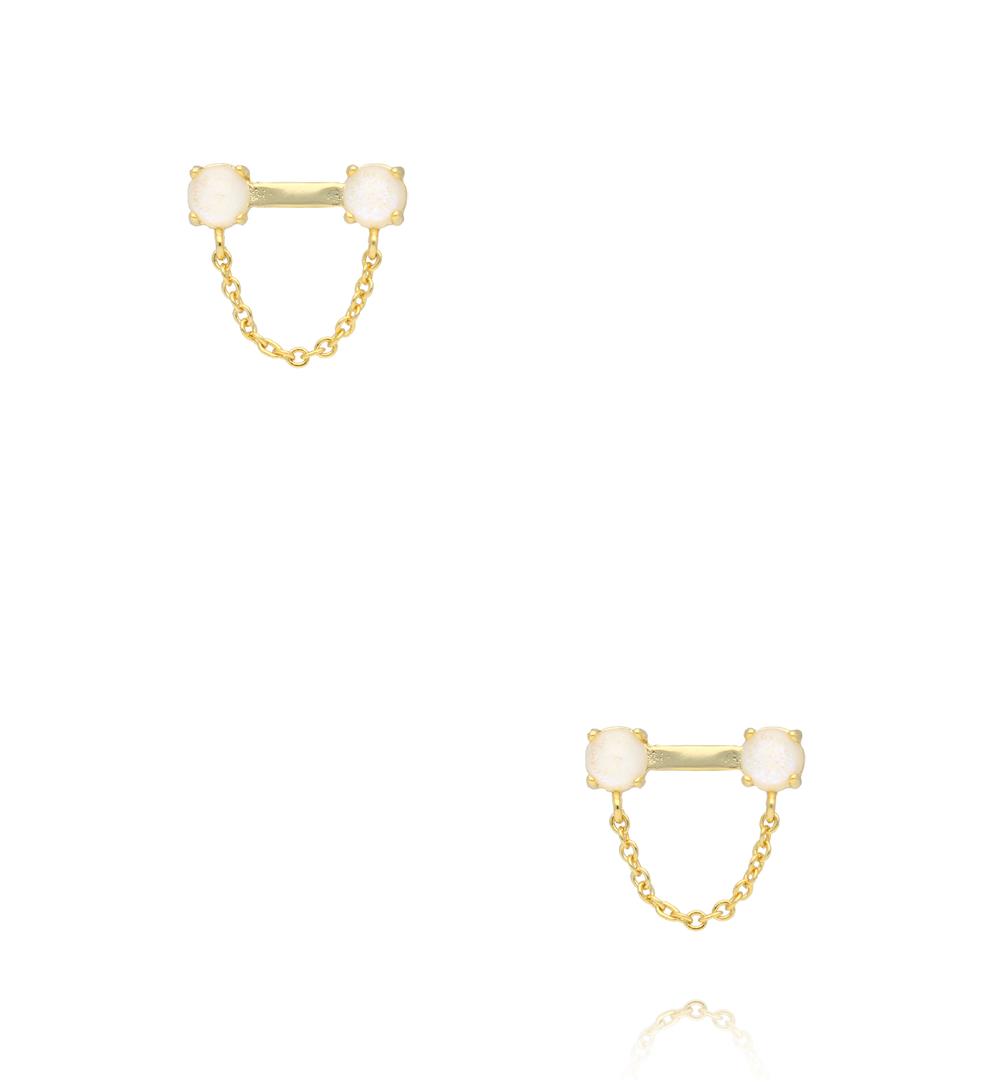 Kolczyki wkrętki z cyrkoniami i łańcuszkiem KSS2261