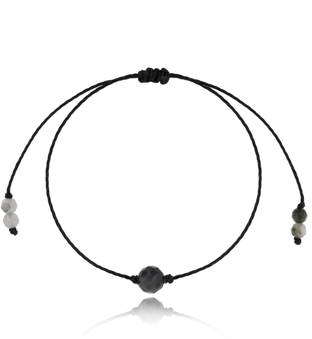 Bransoletka czarna z labradorytem Motive BGL0626