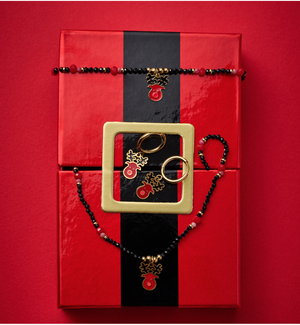 Zestaw świątecznej biżuterii z reniferami ZN0067