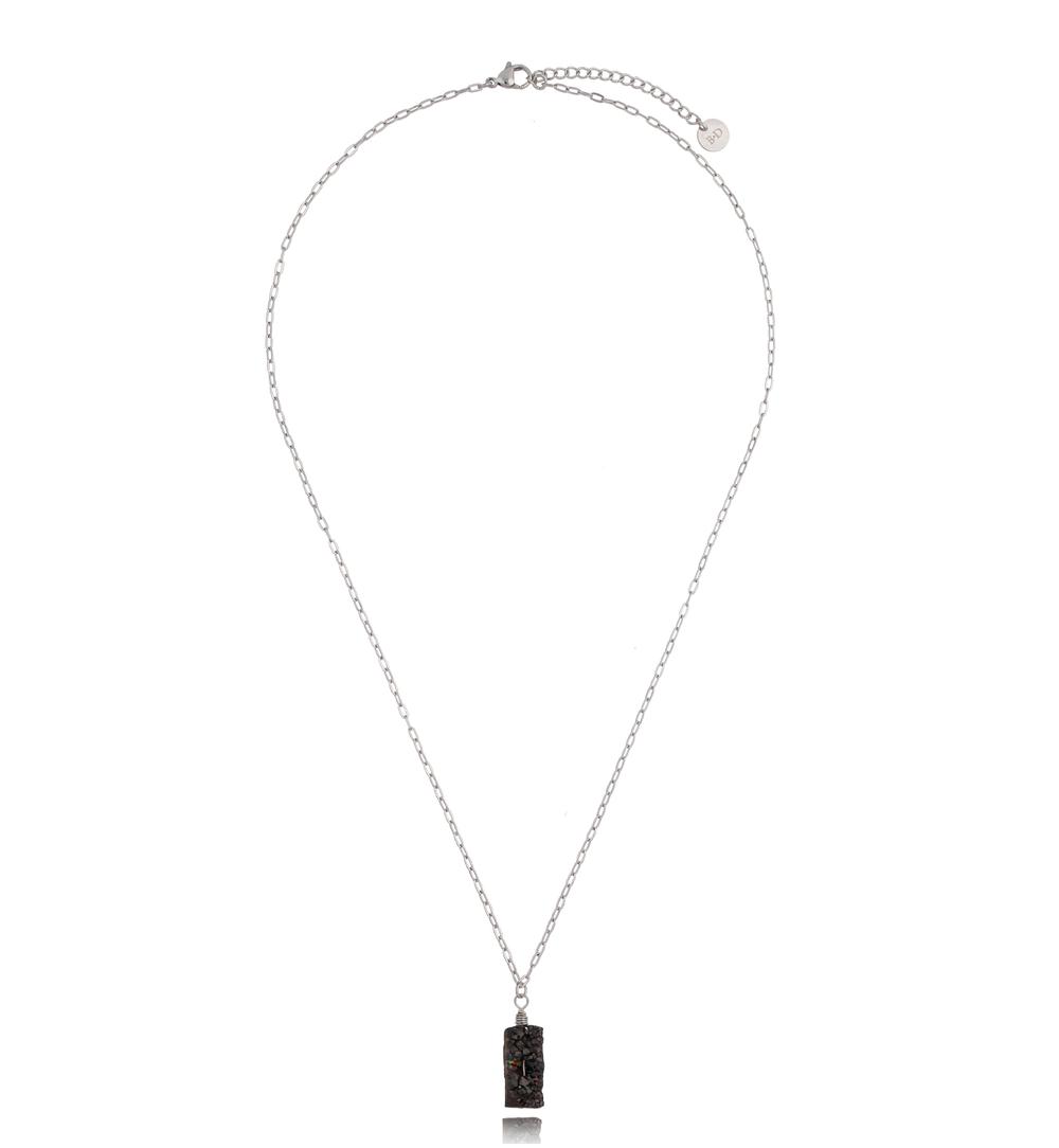 Naszyjnik unisex srebrny z agatem Uranus NMITC0065