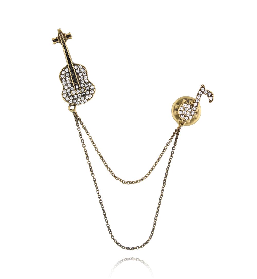 Broszka złota z instrumentem i nutką Musique BRSS0208