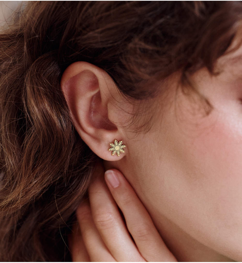 Kolczyki śnieżynki złote KSA2287