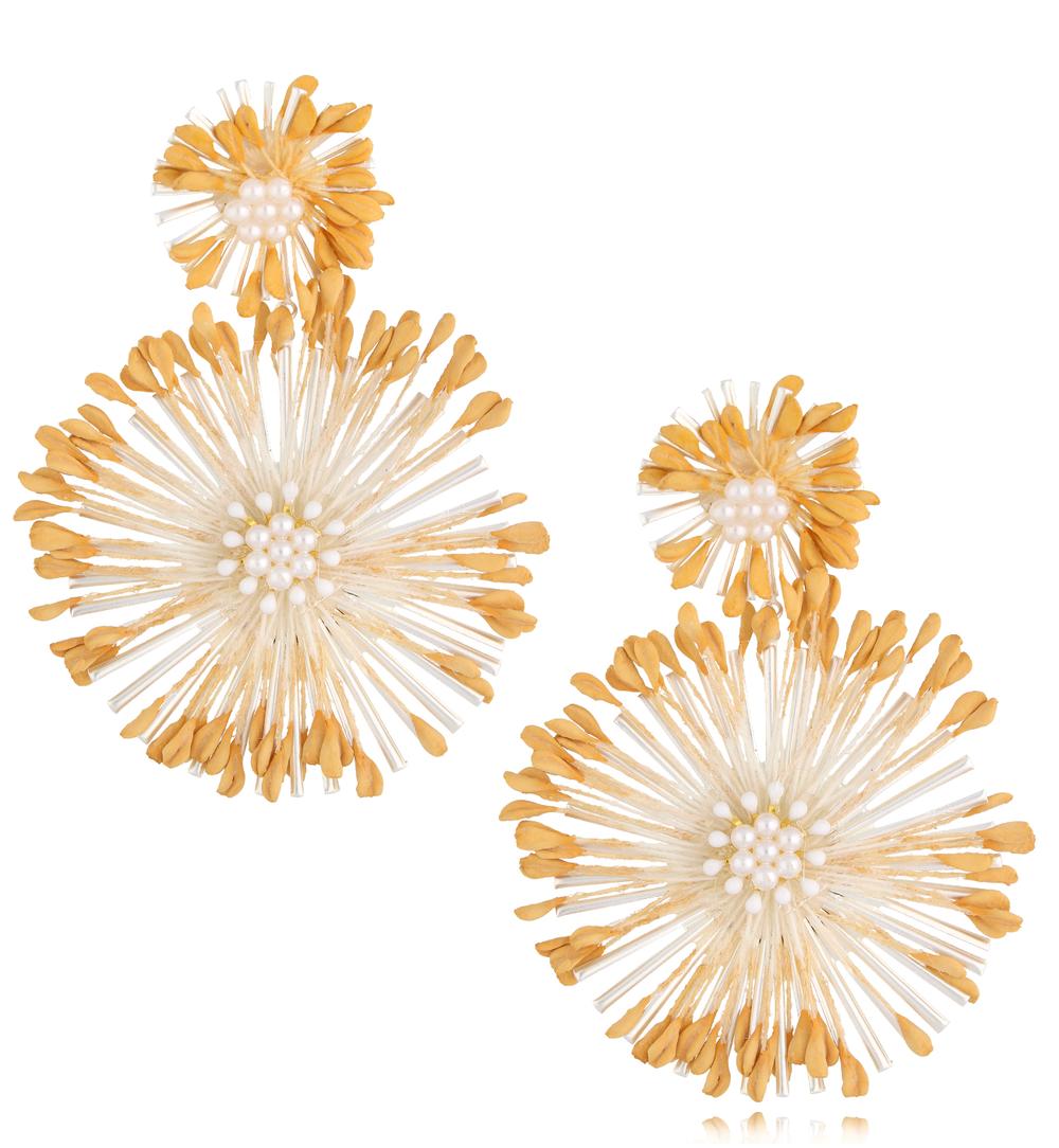 Kolczyki miodowe z perełkami Bunga KSO0023