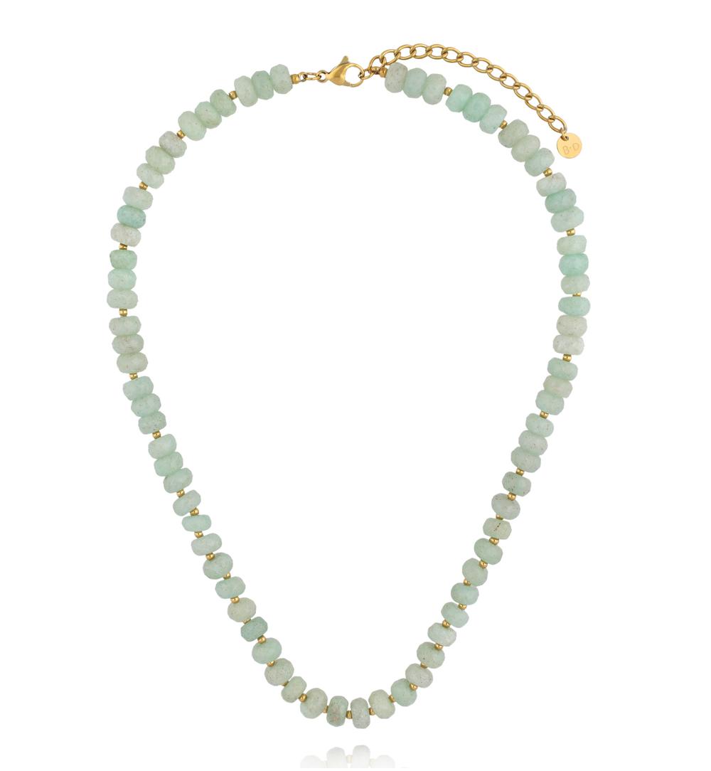 Zestaw trzech naszyjników z kamieni naturalnych w odcieniach mięty i błękitu ZN0208