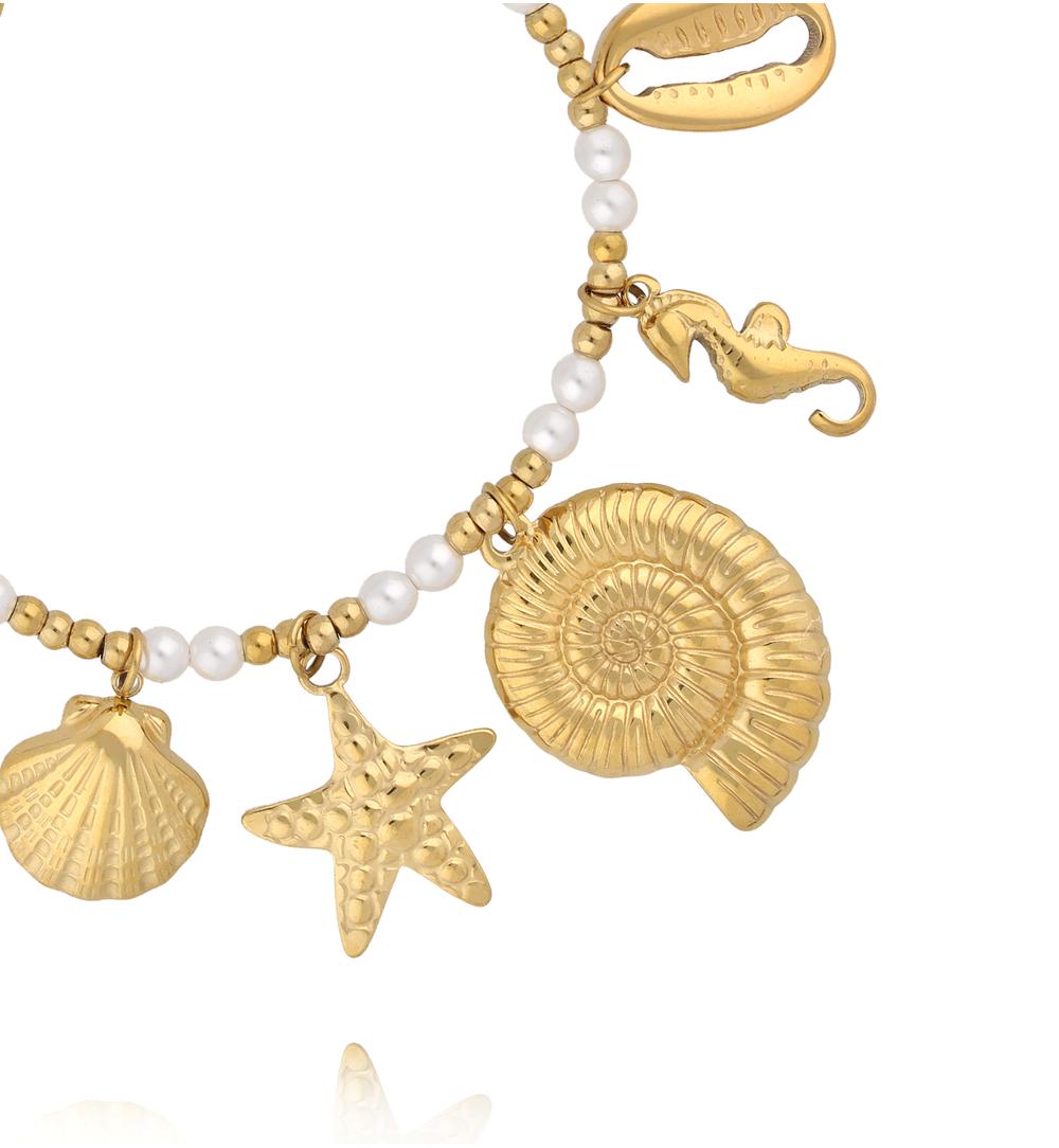 Bransoletka z muszlami, konikiem morskim i perełkami BSY0393