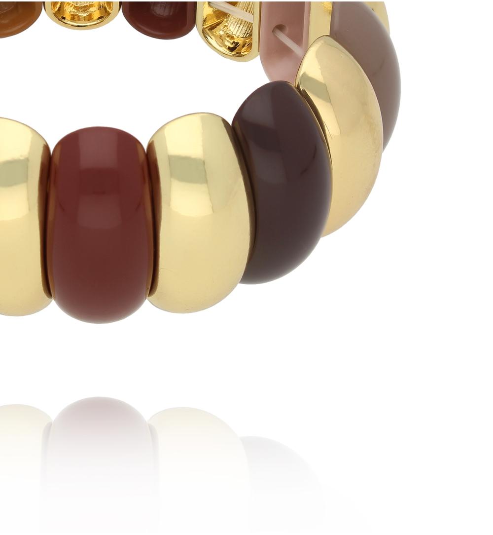 Bransoletka elastyczna w odcieniach latte, brązu i złota BCR0068