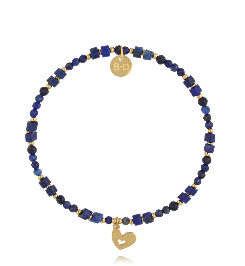 Bransoletka z lapisu lazuli z zawieszką w kształcie serca BTW3504