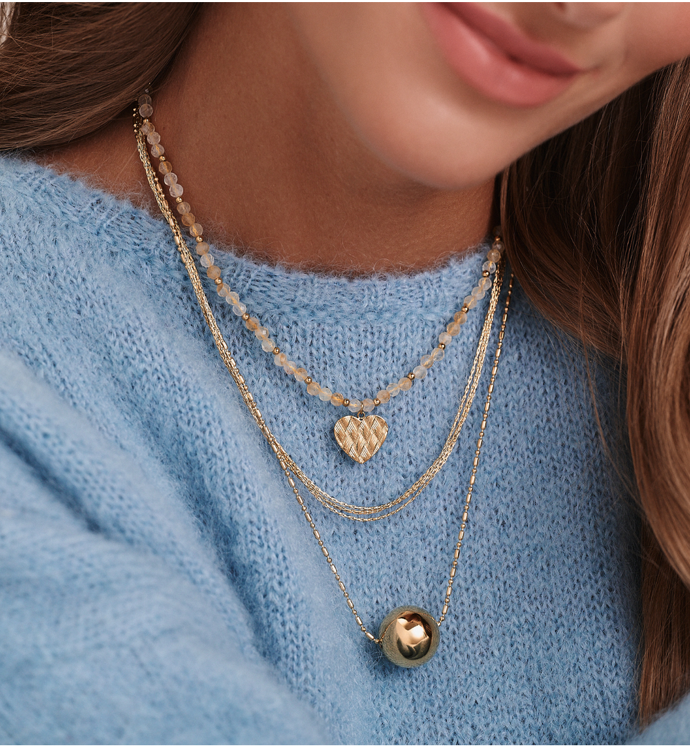 Zestaw trzech naszyjników w odcieniach złota z kamieniami ZN0174