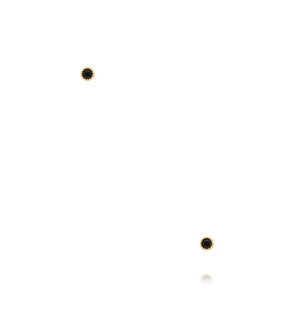 Zestaw drobnych kolczyków złoconych z czarną cyrkonią KMB0008
