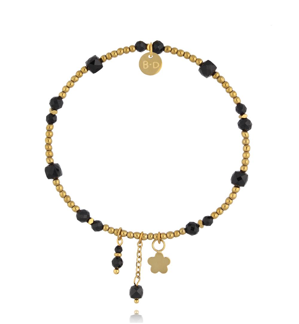 Bransoletka z czarnego turmalinu i hematytu z zawieszkami BTW3578