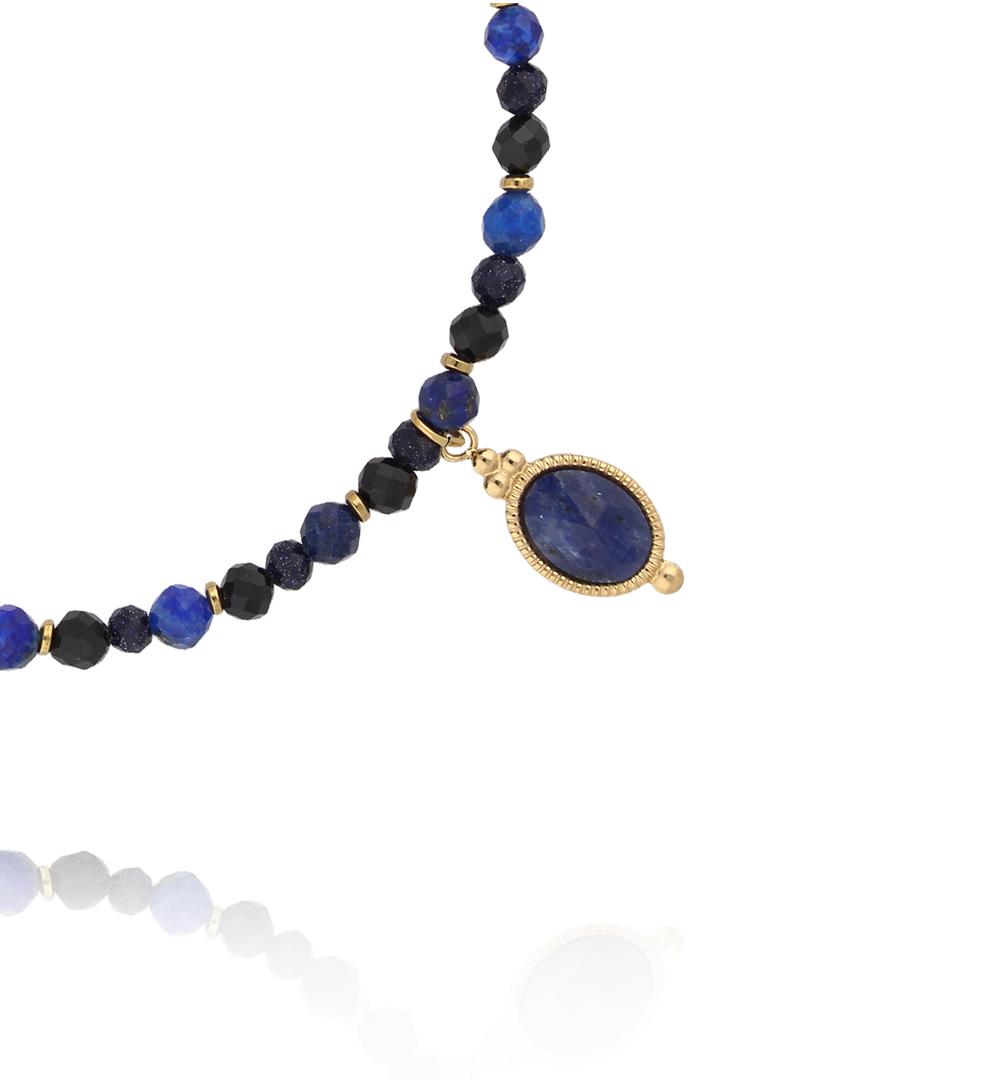 Bransoletka z lapisu lazuli i niebieskiego piasku z kamienną zawieszką BTW3577